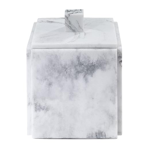 Avanti Linens - Covered Jar, Multipurpose, Home Décor, Marble Inspired Bathroom Décor (Catania Collection),Gray