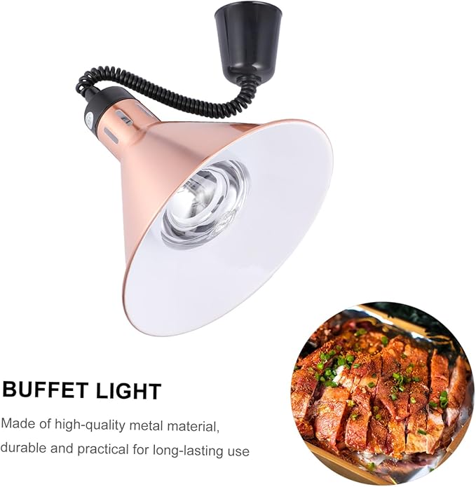 Ipetboom Adjustable Telescopic Food Warmer Lamp Hanging Buffet Heating Light for Restaurant Hotel Kitchen Canteen Metal Construction Height