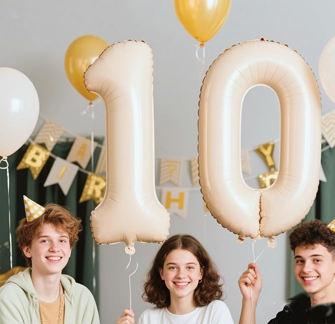 Balloon Numbers 40 Inch Big 0 Cream Balloon Numbers for Birthday Decoration, Baloon for 10 20 30 40 100 2025 Graduation Decor Wedding Anniversaries Party