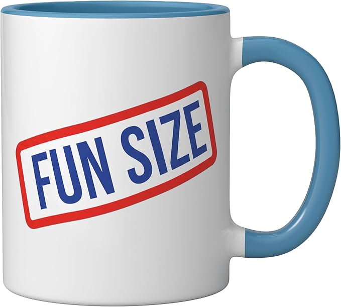 Fun Size Bold Retro Label Funny Candy Snack Humor Ceramic Mug, Blue/White