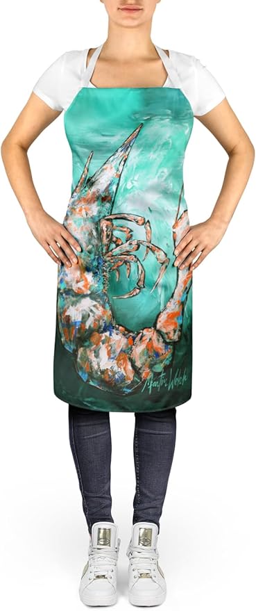Caroline's Treasures A Touch of Blue Shrimp Apron Cooking Kitchen Server Baking Crafts Gardening for Adult Women Men, Unisex, Large, Multicolor