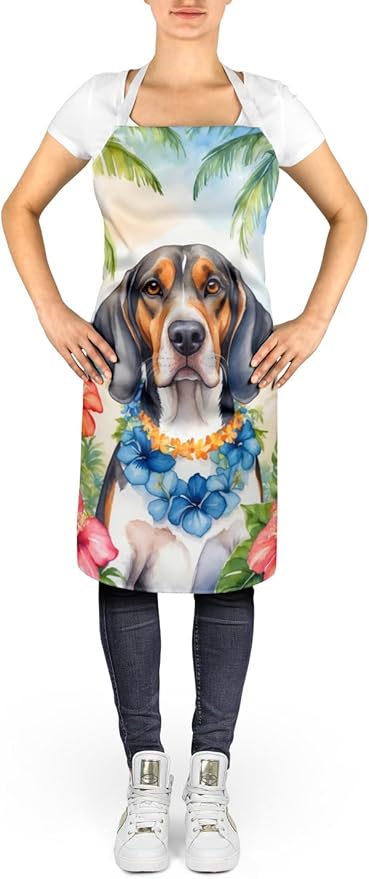 Caroline's Treasures American English Coonhound Luau Apron Cooking Kitchen Server Baking Crafts Gardening for Adult Women Men, Unisex, Large, Multicolor