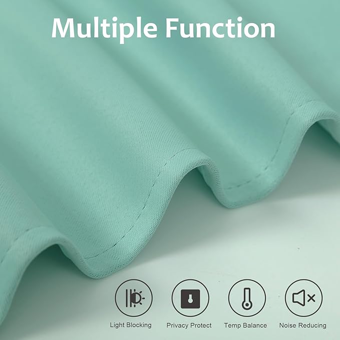 WdFour French Door Curtain - Blackout Thermal Insulated Door & Window Cover for Front/Side Doors - Noise Reducing & Energy Saving - Aqua, 30x80 Inches, 1 Panel