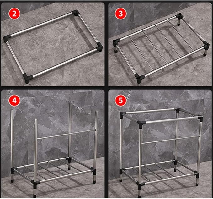 Free Standing Stainless Steel Single Bowl Sink with Faucet, Prep & Utility Washing Hand Basin W/Storage Shelves (Restaurant, Kitchen, Laundry, Garage) (Color : Silver, Size : 68x44cm) (Silver 68x