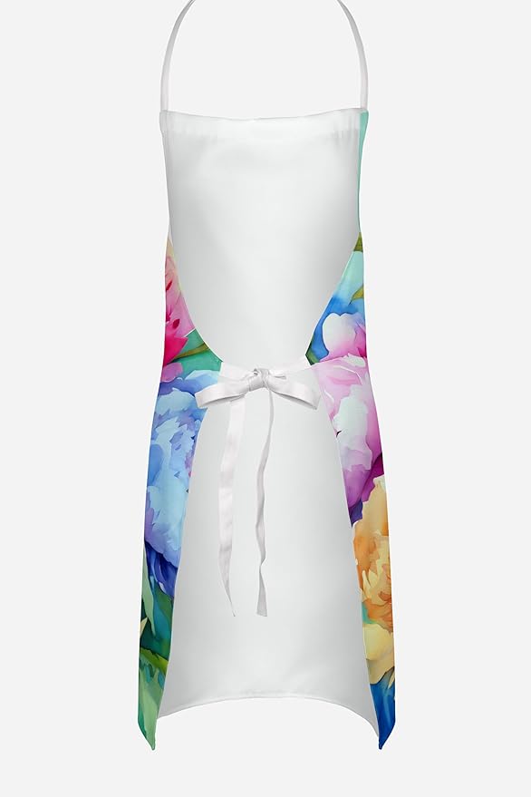 Caroline's Treasures Peonies in Watercolor Apron Cooking Kitchen Server Baking Crafts Gardening for Adult Women Men, Unisex, Large, Multicolor