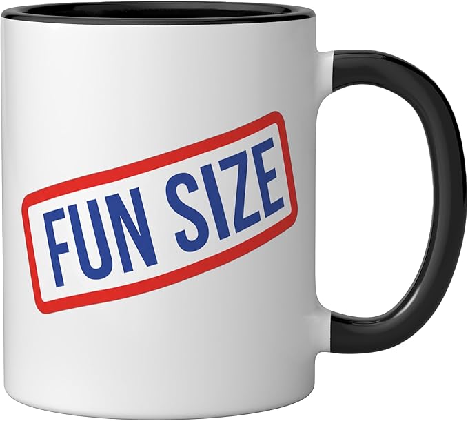 Fun Size Bold Retro Label Funny Candy Snack Humor Ceramic Mug, Black/White