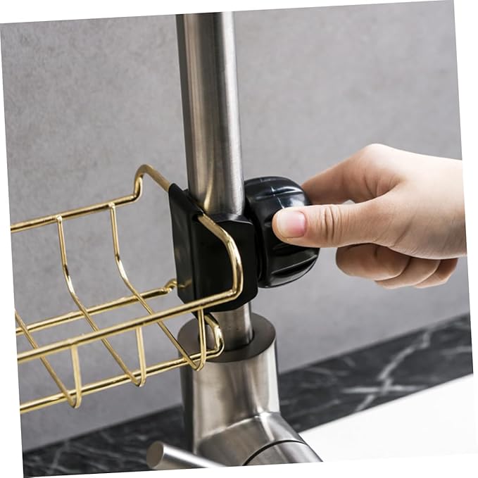 Hemobllo 1Pc Adjustable Sponge Holder for Kitchen Sink Draining Rack Clip Storage Organizer for Dishcloths Easy to Use Removable Fixture Golden Finish