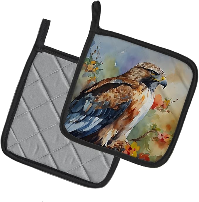 Caroline's Treasures Hawk Pair of Pot Holders Kitchen Heat Resistant Pot Holders Sets Oven Hot Pads for Cooking Baking BBQ, 7 1/2 x 7 1/2
