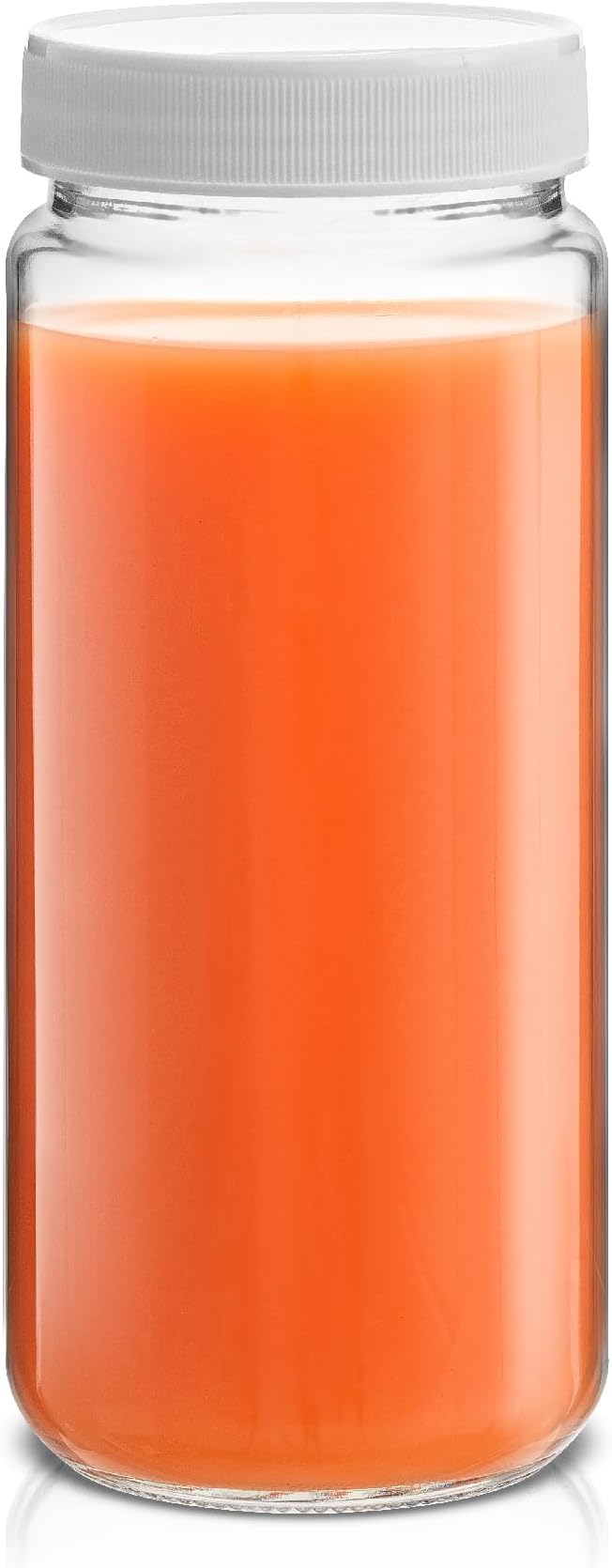 JoyJolt 16 oz Reusable Glass Bottles with Caps. Set of 8 Juicing Bottles With Lids and Juice Jars Labels. Glasses for Cold Brew, Smoothie