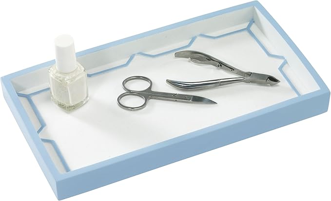 Izod – Vanity Tray, Hand-Painted Sand Resin with Trellis Design, Geometric Home Decor – Perfect for Organizing Toiletries, Cosmetics and Bathroom Essentials (Trellis)