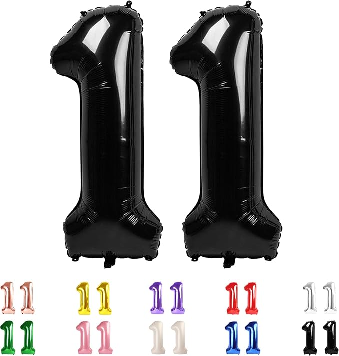Number Balloons Big 11 11st Birthday Black Party Decorations for Women Men, 40 In 11st Balloons for Engagement, Wedding, Celebration Party, Graduations, Photo Shoot