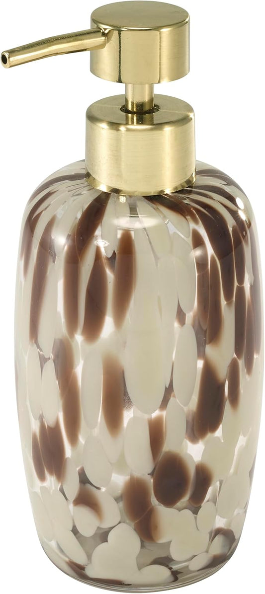 Nicole Miller – Lotion Pump, Decorative Glass with Gold-Tone Pump & Animal Print Design, Soap or Lotion Dispenser for Bathroom, Kitchen or Vanity (Safari)