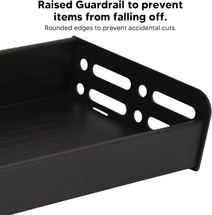 Wall Mount Seasoning Organizer, Rack Organizer for Kitchen Bathroom Bedroom, 40cm Rustproof Aluminum Shower Shelves with Detachable Design, Multifunctional Storage Rack for S (Black)