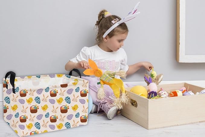 Essme Rectangular Easter Basket - Kids Easter Gift with Handles, Shelf Basket, Toy Organizer