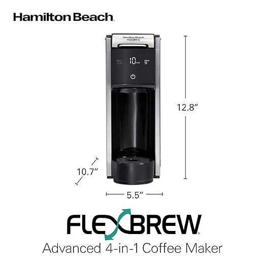 Hamilton Beach FlexBrew Advanced 4-in-1 Single Serve Hot & Iced Coffee Maker with Removable 45 oz. Water Reservoir, Use Pod Packs and Grounds, Fast Brewing, Black (49925)