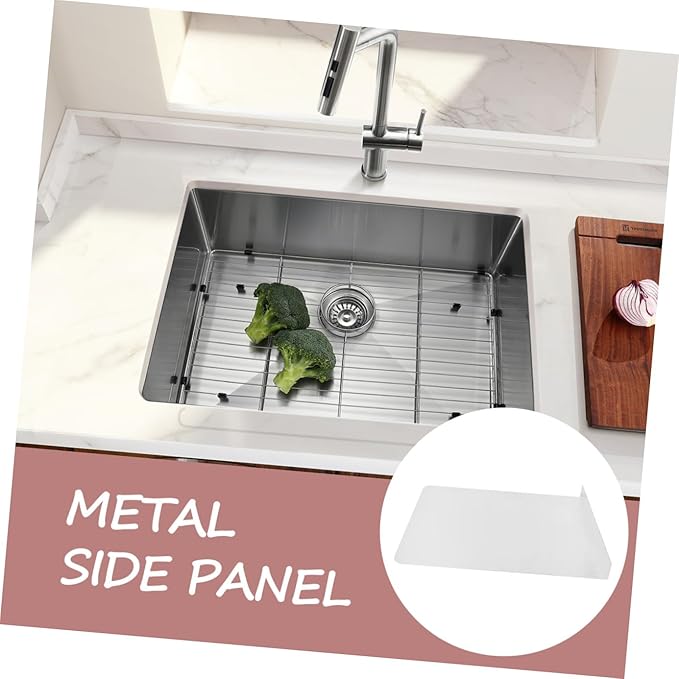 LALAFINA 2Pcs Stainless Steel Side Splash Guard Wall Mounted Sink Splash Guard for Kitchen Design Easy to Clean Resistant for Kitchen Sink
