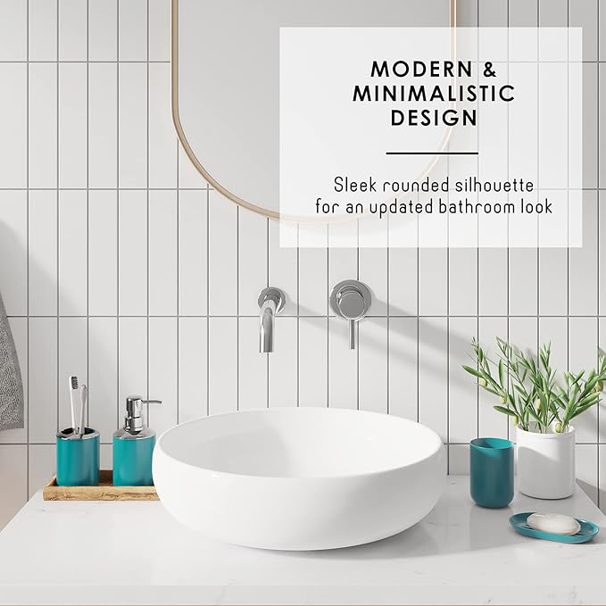 Clara Clark Bathroom Accessories Set - 28PC Bathroom Set with Adhesive Corner Shower Caddy Hanging, Bathroom Sets with Shower Curtain and Rugs, Teal Shower Curtain Set with Bathroom Trash Can