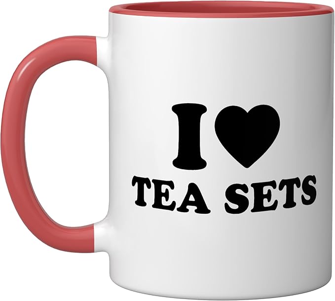 I Love Tea Sets Ceramic Mug, Red/White