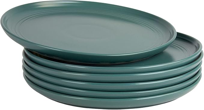 Double Line 8.25" Salad Plate, Set of 6, Emerald Green