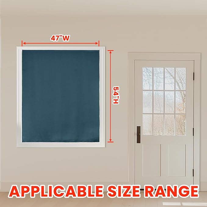 AJAZZ self Adhesive Portable 100% Blackout Curtains Simple and Easy to installBedroom Window Thermal Lnsulated Kitchen Room Darkening Black Small Drapes 1-Pack