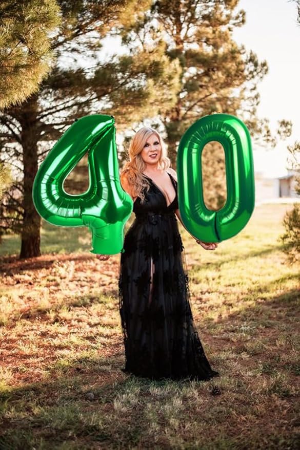 Dark Green 4 Balloon Number for 4th Birthday Decorations, 40 Inch Big Number Balloons for 4 14 40 Anniversaries Celebration Graduation Wedding
