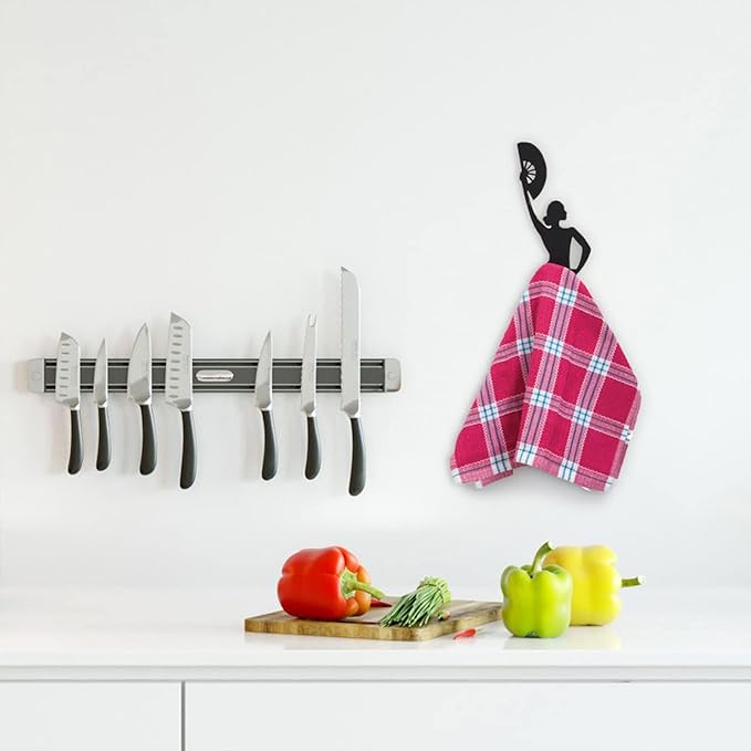 Artori Design Black Towel Hook - Hand Towel Holder for Bathroom & Kitchen - Heavy Duty Shower Hook - Flamenco Dancer Design