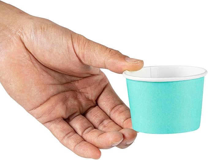 Coppetta 4 Ounce Dessert Cups, 200 Disposable Ice Cream Cups - Lids Sold Separately, Heavy-Duty, Turquoise Paper Frozen Yogurt Bowls, For Hot And Cold Foods - Restaurantware