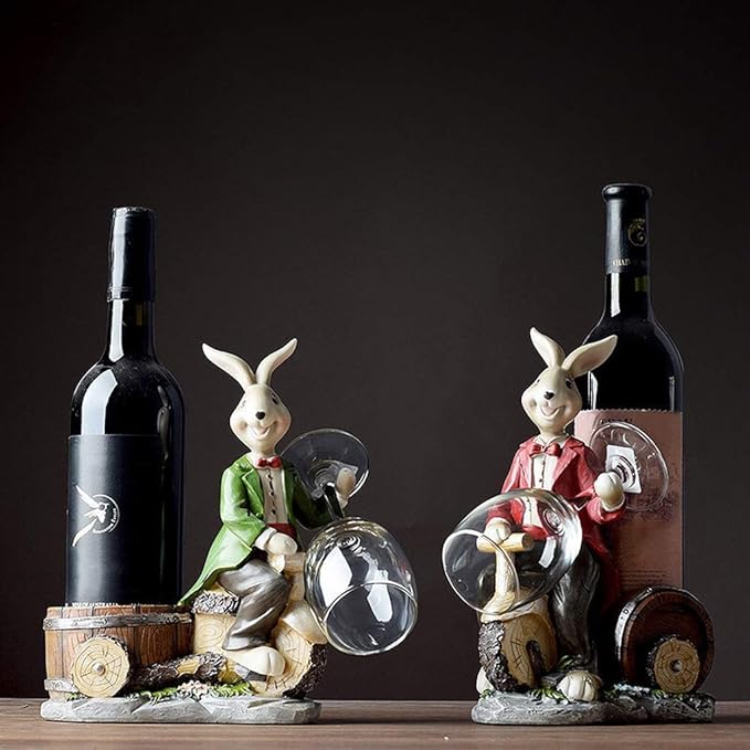 Wine Rack Rabbit Wine Bottle Sculptures and Figurines Decor Animal Wine Racks Used for Gifts for Home Decor Kitchen Decor（Two Styles） Wine Bottle Holder (Color : 1) (1)