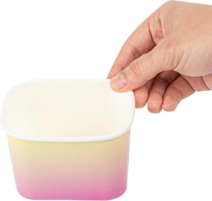 Coppetta 12 Ounce Dessert Cups, 50 Greaseproof Ice Cream Cups - Lids Sold Separately, For Hot And Cold Foods, Orange And Blue Ombre Paper Yogurt Bowls, Disposable, Sturdy - Restaurantware
