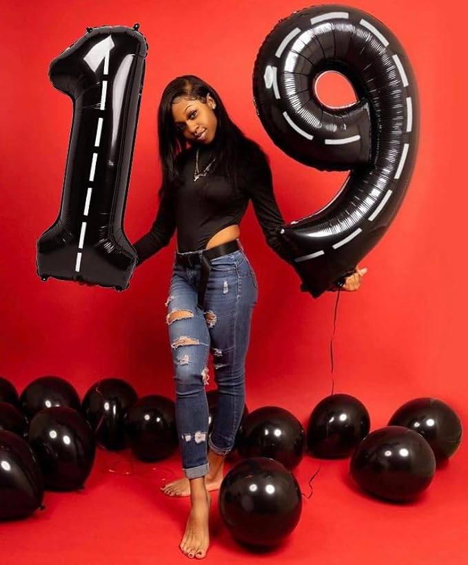 7 Balloon Numbers 40 Inch, 6 7 Birthday Decorations, Line Black Seven Birthday Decor, 7 17 27 70 Year Old Balloon Number for Engagement, Wedding, Graduations