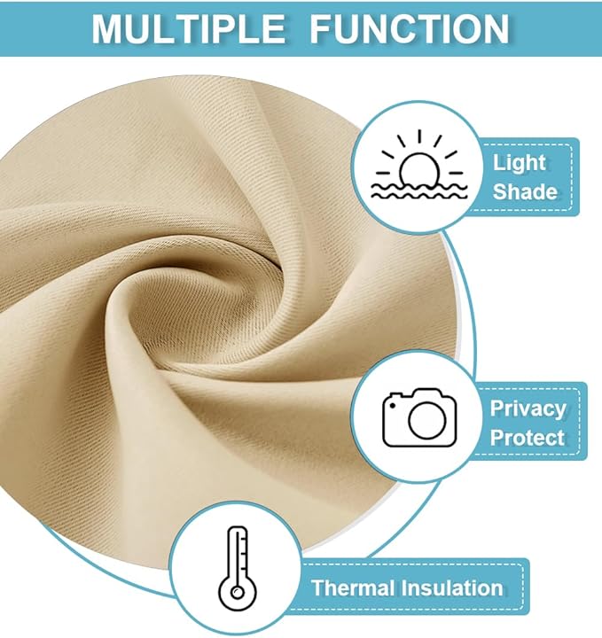 RYB HOME Blackout Door Curtain - Privacy Thermal Insulated Front/Tricia/Patio French Door Glass Window Curtains for Living Room Dining, W36 x L80 inch, 1 Panel, Beige