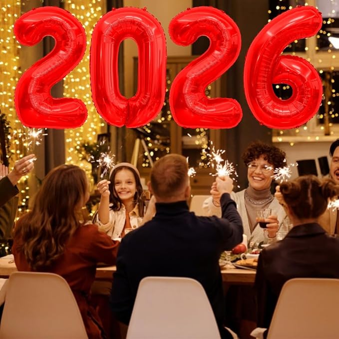 2026 Balloons Red 2026 Foil Number Balloons, 40 inch 2026 Balloons New Year, Large 2026 Mylar Balloons for 2026 New Years Eve Party Supplies Festival Birthday Anniversary Graduation Decorations