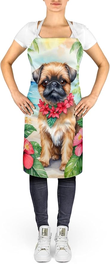 Caroline's Treasures Brussels Griffon Luau Apron Cooking Kitchen Server Baking Crafts Gardening for Adult Women Men, Unisex, Large, Multicolor