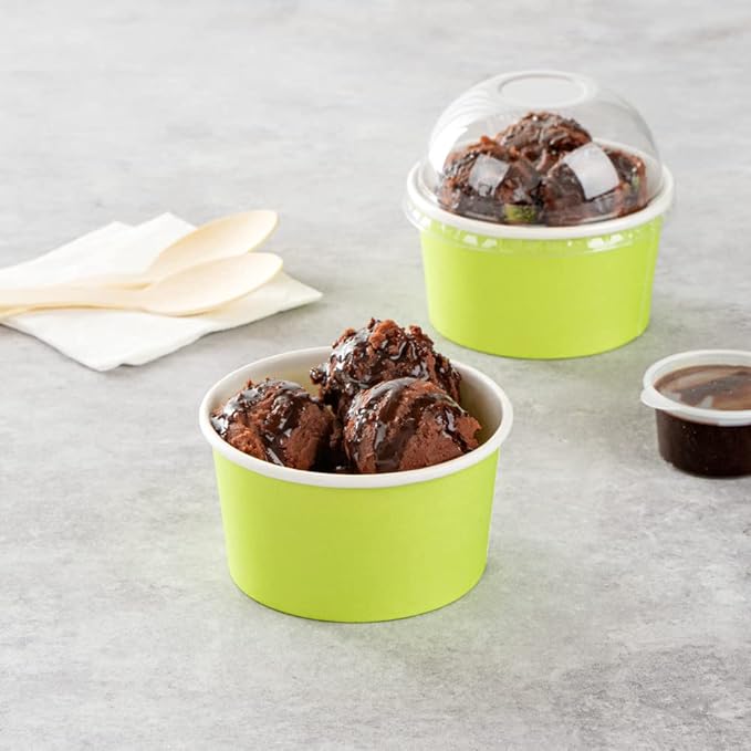 Coppetta 8-Ounce Dessert Cups, 50 Disposable Ice Cream Cups - Lids Sold Separately, Sturdy, Light Green Paper Frozen Yogurt Bowls, For Hot And Cold Foods, Perfect For Gelato Or Mousse - Restaurantware
