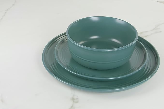 Double Line 8.25" Salad Plate, Set of 6, Emerald Green