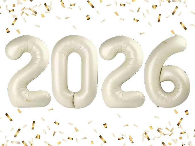 2026 Party Decorations, Cream Balloon Numbers for Happy New Years Eve Party, 40 Inch Balloon for 20 26 Girls Boys Birthday Graduation Wedding Anniversaries Party