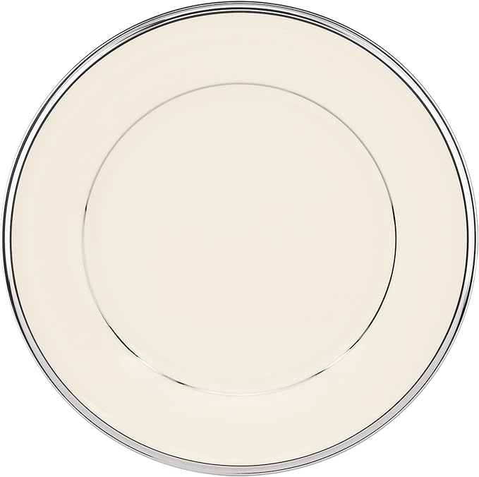 Lenox Solitaire Salad Plate, ivory/platinum,White