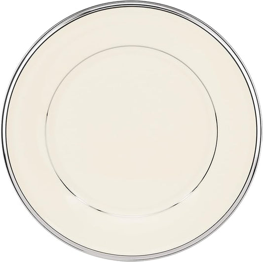Lenox Solitaire Salad Plate, ivory/platinum,White