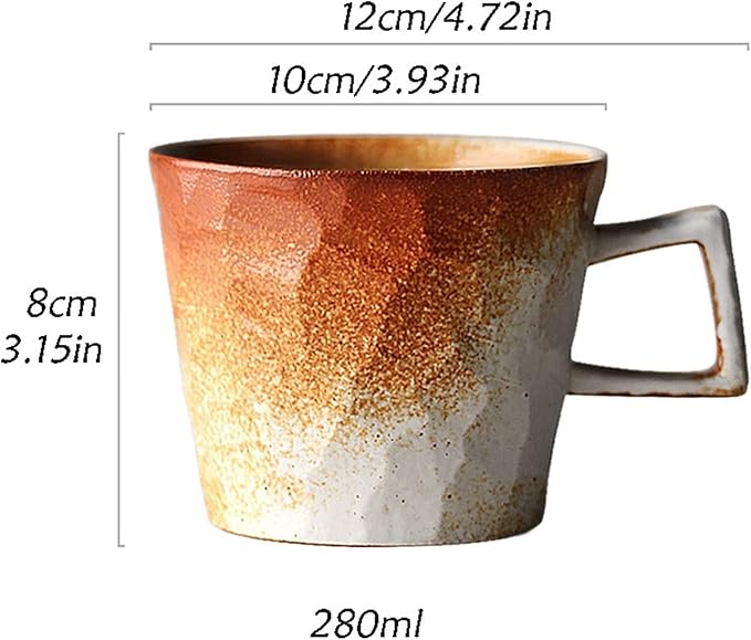 Latte Mug 280ML Coarse Pottery Coffee Cup Retro Mug Simple Household Irregular Section Kiln Change Process Hand Made Coffee Cup for Any Kitchen (Color : 1) (Brass)