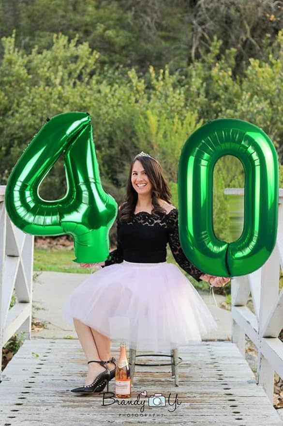 Dark Green 4 Balloon Number for 4th Birthday Decorations, 40 Inch Big Number Balloons for 4 14 40 Anniversaries Celebration Graduation Wedding