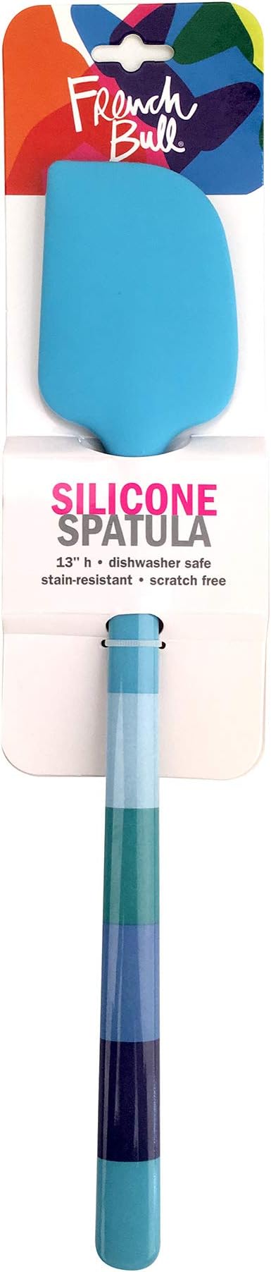 French Bull Easy Grip Melamine Handle Silicone Non-stick Heat Resistant BPA-free Chef Kitchen Utensils for Cooking, Mixing, Baking - Blue, Spatula