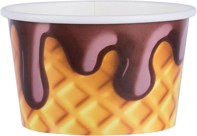 Restaurantware Ice Cream Cups 50 Pack of 8 oz Leak-Resistant Disposable Dessert Bowl Frozen Yogurt Cup Round Paper Container For Cold And Hot Desserts