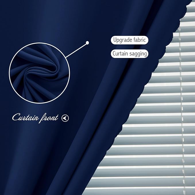 Self Adhesive Portable Blackout Curtains for Bedroom Easy to Install Window Thermal Lnsulated Kitchen Room Darkening Small Window Curtains, 35" W X 71" L, Navy Blue, 1 Panel