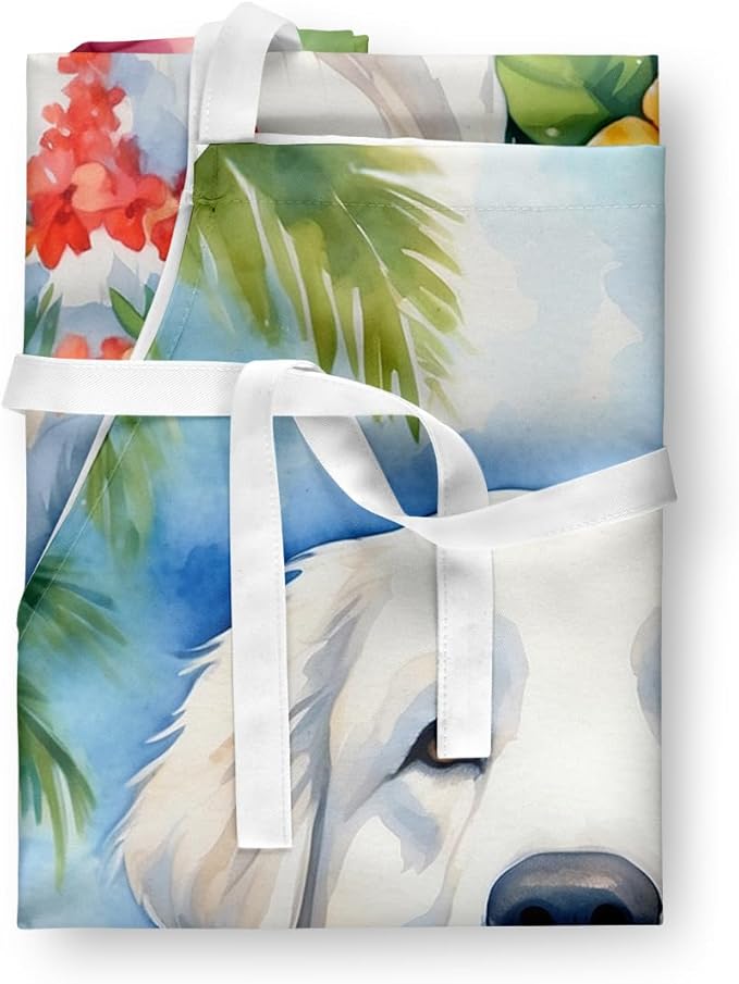 Caroline's Treasures Great Pyrenees Luau Apron Cooking Kitchen Server Baking Crafts Gardening for Adult Women Men, Unisex, Large, Multicolor