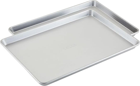 Anolon Pro Aluminized Steel Bakeware Half Sheet Baking Set/Cookie Pans, Two 13-Inch x 18-Inch, Silver