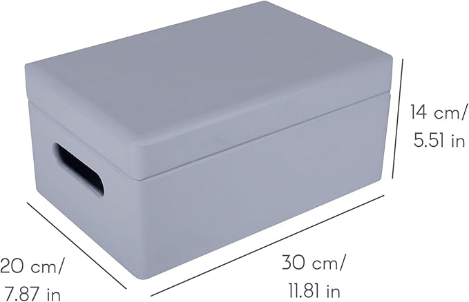 Creative Deco Large Gray Wooden Box Storage with Hinged Lid | 11.8x7.87x5.51in (+-0.5) | Keepsake with Handles | Gift Box for Tool Dog Toy Shoes Kitchen Storage | Wood Keepsake Chest Trunk