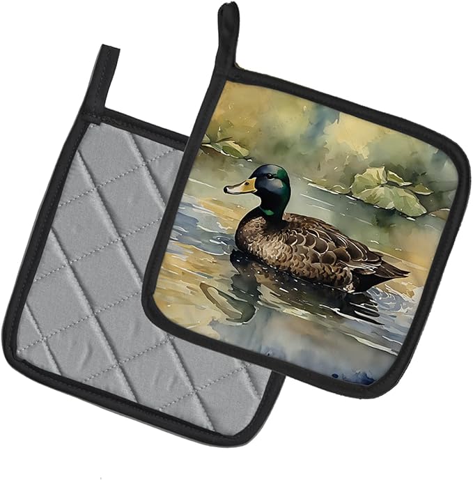 Caroline's Treasures American Black Duck Pair of Pot Holders Kitchen Heat Resistant Pot Holders Sets Oven Hot Pads for Cooking Baking BBQ, 7 1/2 x 7 1/2