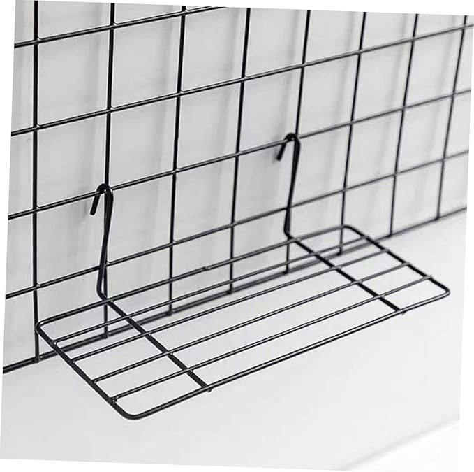2Pcs Wire Grid Panel Shelf Set Black Metal Storage Baskets for Wall Organizing for Kitchen Bathroom and Home Decor