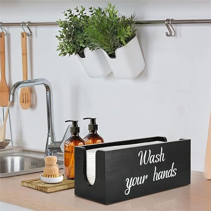 Wood Paper Towel Dispenser Wall Mount, Paper Towel Holder Mounted with Lid for Home and Commercial, Countertop C-Fold, Z-Fold, Trifold Paper Hand Towel Dispenser for Bathroom and Kitchen