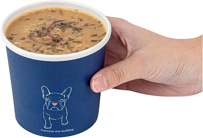 Restaurantware Bio Tek 12 Ounce Soup Containers 200 Durable Soup Bowls - Disposable Sustainable Frenchie Design Paper Soup Cups Round For Hot Or Cold Foods